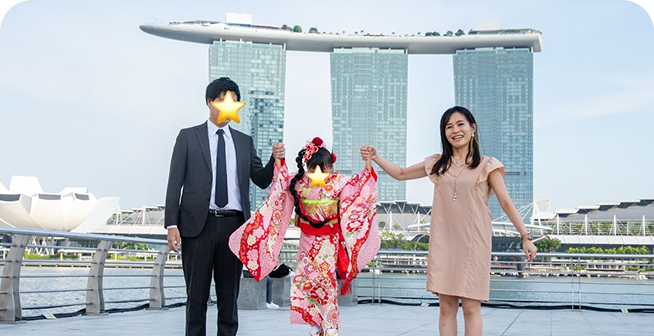 平りさこの30代・シンガポールでの家族写真